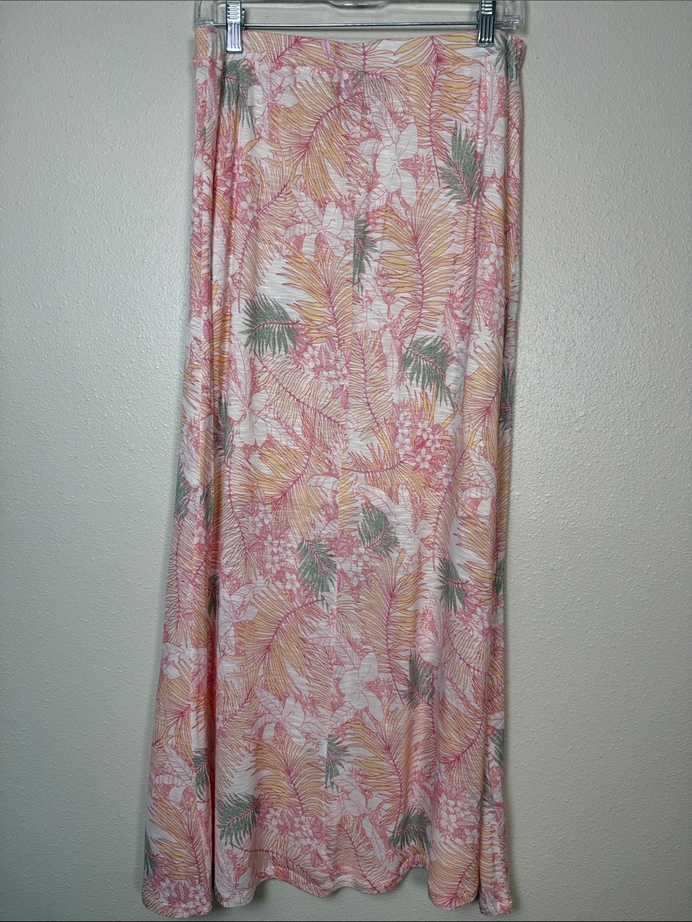Tommy Bahama Maxi Skirt M Pink Tropical Floral Palm Print Rayon Lined Resort - Picture 6 of 13